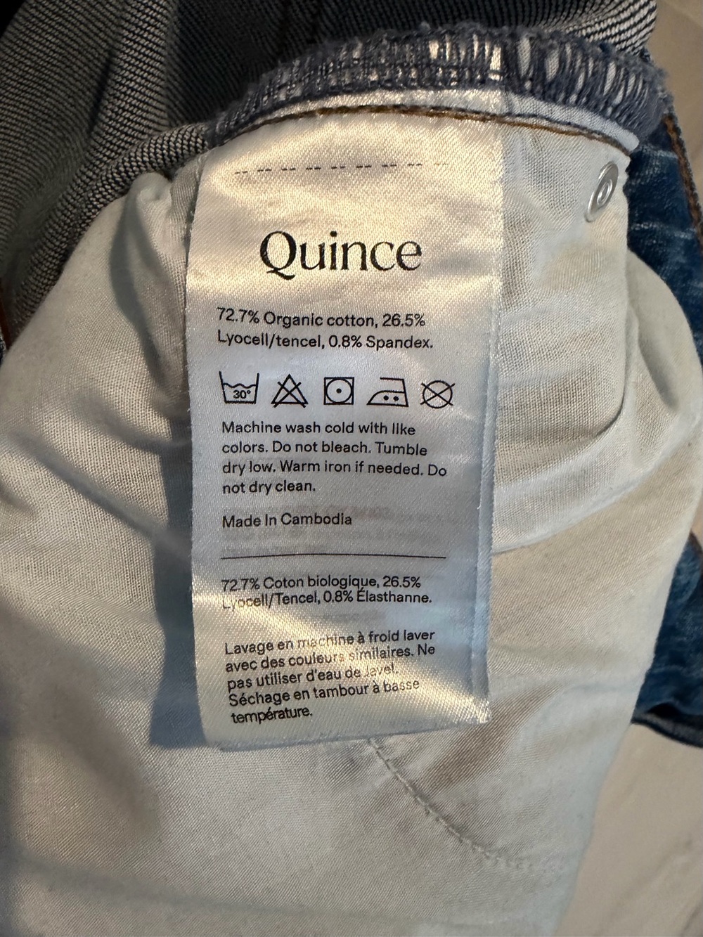 Quince Bella Stretch Barrel Jeans - Medium Blue Size 32 - Picture 9 of 9
